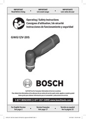 Bosch GWG12V-20S Operating/Safety Instructions Manual