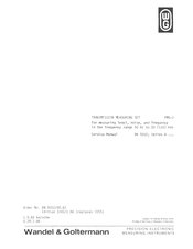 Wandel & Goltermann PMG-3 Service Manual