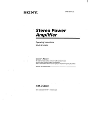 Sony XM-754HX Operating Instructions  (English Operating Instructions Manual