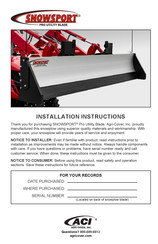 AGRI-COVER SNOWSPORT Pro Utility Blade Installation Instructions Manual