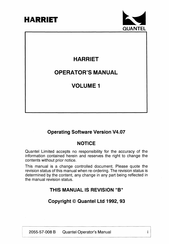 Quantel Harriet Operator's Manual