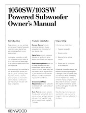 Kenwood 1050SW Owner's Manual