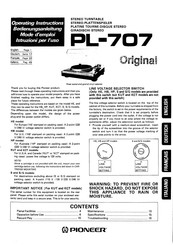 Pioneer PL-707 Operating Instructions Manual