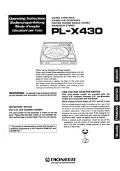 Pioneer PL-X430 Operating Instructions Manual