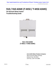 A.O. Smith 910 ASME Troubleshooting Manual