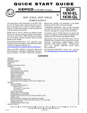 KEPCO BOP 1KW-GL Quick Start Manual