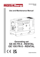 Mosa GE 100 FR-5-RENTAL Use And Maintenance Manual