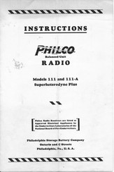 Philco 111 Instructions Manual