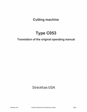 Streckfuss 22.12.3516 Translation Of The Original Operating Manual