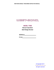 West Bond 7476E Instruction Manual