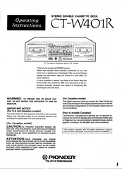 Pioneer CT-W401R Operating Instructions Manual