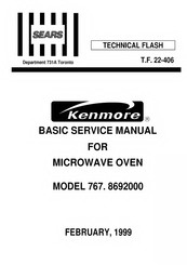 Sears KENMORE 767.8692000 Basic Service Manual