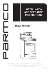 Parmco FS60WC8 Installation And Operating Instructions Manual