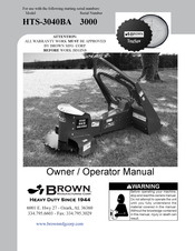 BROWN HTS-3040BA Owner's/Operator's Manual