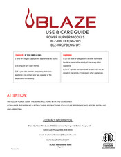 Blaze BLZ-PROPB Use & Care Manual