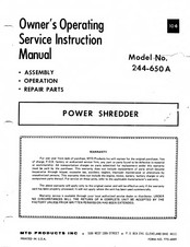 MTD 244-650A Owner's Operating Service Instruction Manual