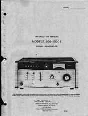 Wavetek 3001 Instruction Manual
