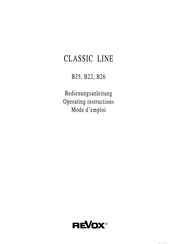 Revox Classic Line B25 Operating Instructions Manual