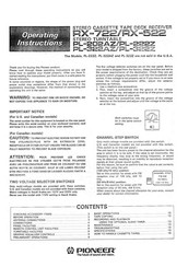 Pioneer PL-322Z Operating Instructions Manual