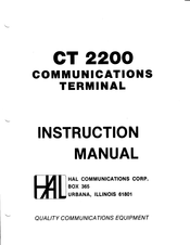 Hal Communications CT 2200 Instruction Manual