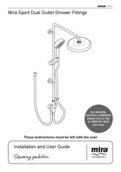 Kohler Mira Sport Dual Outlet Shower Fittings Installation And User Manual