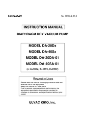 Ulvac DA-40S Series Instruction Manual