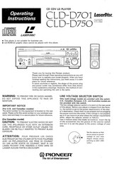 Pioneer LaserDisc CLD-D750 Operating Instructions Manual