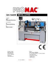 Promac GH-1440W Operating Instructions Manual