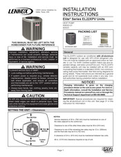 Lennox Elite EL22XPV Series Installation Instructions Manual