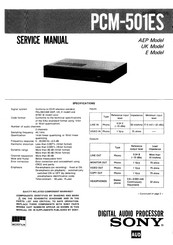 Sony PCM-501ES Quick Start Manual