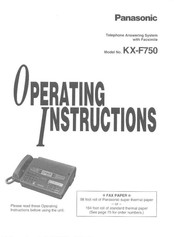 Panasonic KX-F750 Operating Instructions Manual