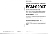 Sony ECM-929LT Operating Instructions Manual