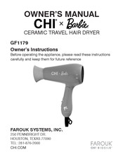 Farouk CHI Barbie GF1179 Owner's Manual