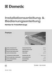 Dometic Premium Installation And Operating Instructions Manual