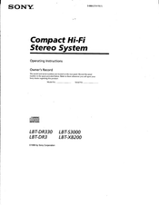 Sony LBT-S3000 - Compact Hi-fi Stereo System Operating Instructions Manual
