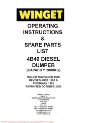 Winget 4B40-101 Operating Instructions/Spare Parts List