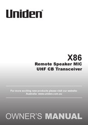 Uniden X86 Owner's Manual