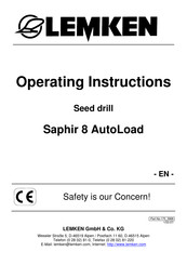 LEMKEN Saphir 8 AutoLoad Operating Instructions Manual