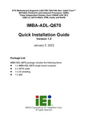 IEI Technology IMBA-ADL-Q670-R10 Quick Installation Manual