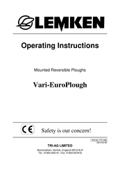 LEMKEN Vari-EuroPlough Operating Instructions Manual