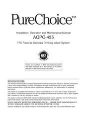 Aqua Systems PureChoice AQPC-435 Installation, Operation And Maintenance Manual