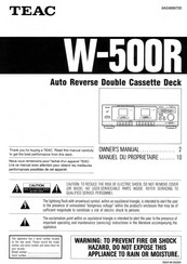 Teac W-500R Owner's Manual