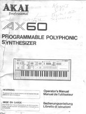 Akai professional AX 60 Operator's Manual