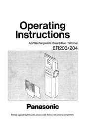 Panasonic ER203 Operating Instructions Manual