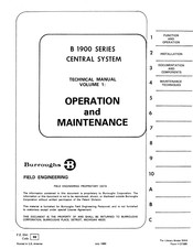burroughs B 1900 Series Operation And Maintenance Manual