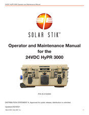Solar Stik 20-0102020 Operator And  Maintenance Manual