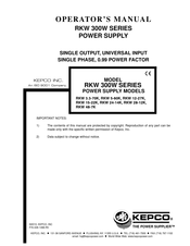 KEPCO RKW 300W Series Operator's Manual