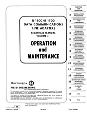 burroughs B 1800 Operation And Maintenance Manual