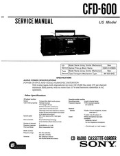 Sony CFD-600 Service Manual