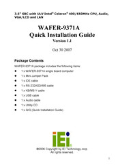 IEI Technology WAFER-9371A Quick Installation Manual